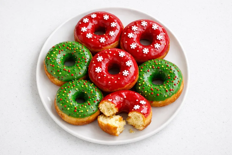 Christmas Donuts with Festive Glazes and Sprinkles